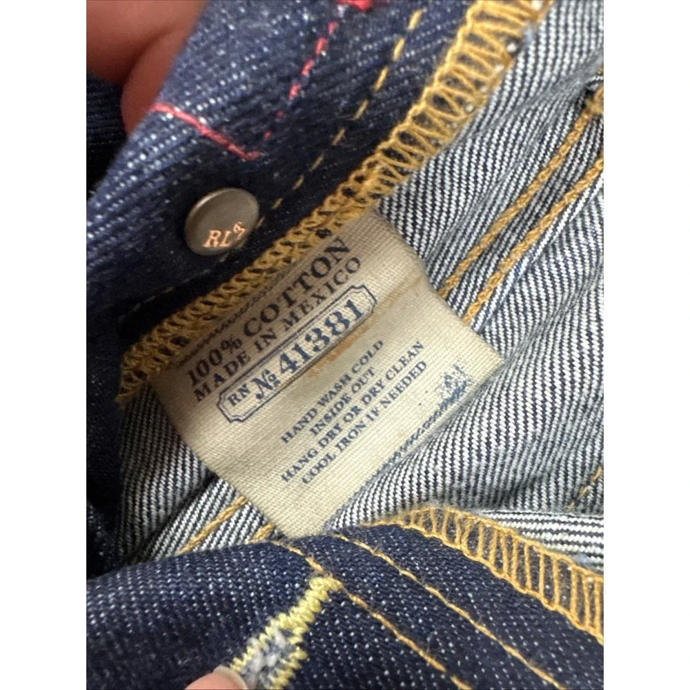 Vintage Polo Ralph Lauren Jeans Mens 34x34 Blue Straight Denim 15941 Button Fly